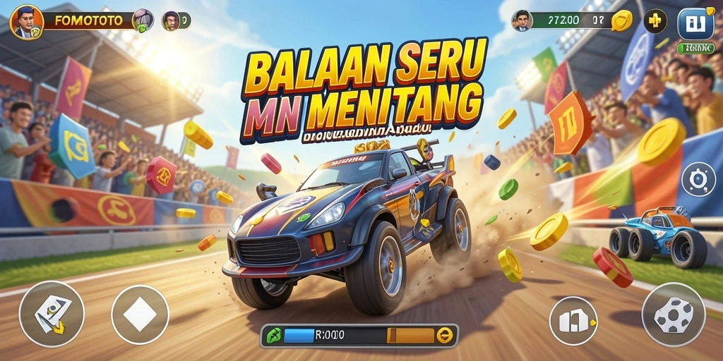 Tampilan gameplay seru di FOMOTOTO dengan lintasan balap yang menantang.