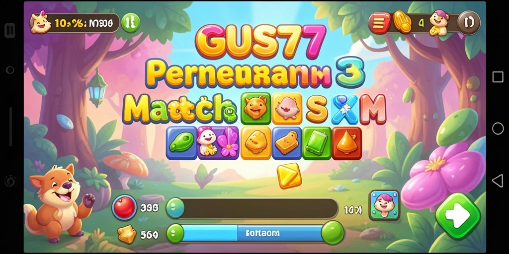 Tangkapan layar gameplay GUS77 dengan momen mencocokkan ikon Match-3.