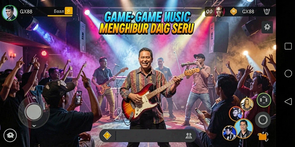 Tampilan menarik dari gameplay GX88 yang penuh musik.