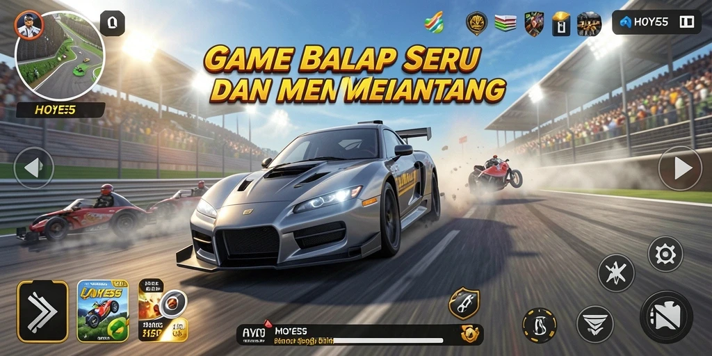Screenshot menampilkan adegan balapan seru dengan grafik yang memukau.