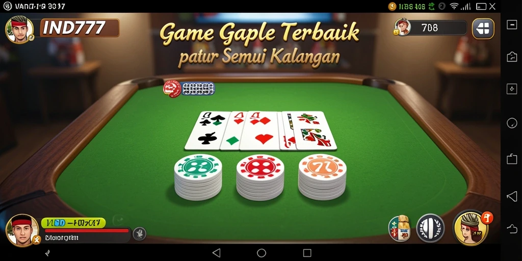 Screenshot utama IND777 menunjukkan gameplay Gaple yang mendebarkan.