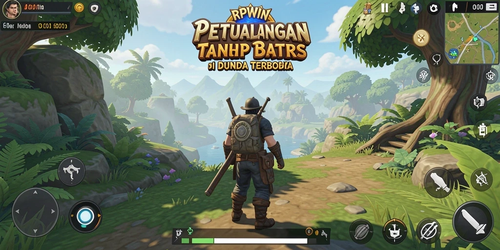 Tangkapan layar menunjukkan pemain menjelajahi dunia terbuka yang luas.