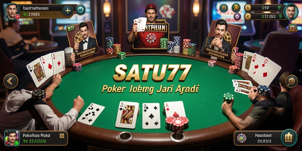 Tampilan screenshot SATU77 menampilkan aksi seru permainan Poker.