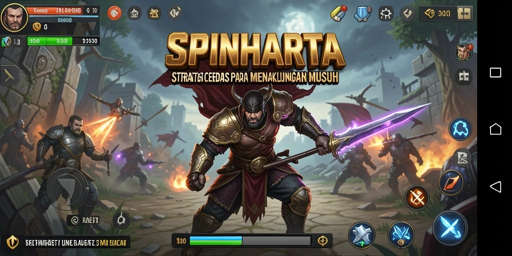 Tampilan gameplay SPINHARTA dengan aksi strategi yang mendebarkan.