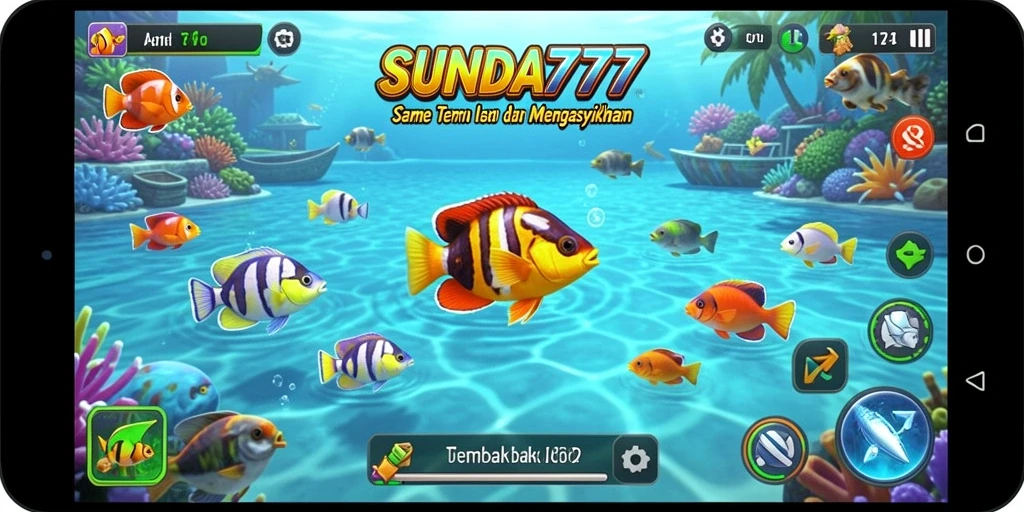 Tampilan gameplay <strong>SUNDA777</strong> yang menegangkan saat menembak ikan.