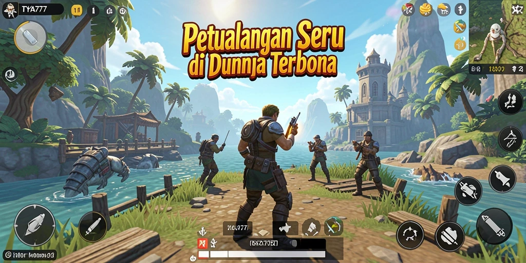 Screenshot gameplay TYA777 yang menampilkan dunia terbuka yang luas.