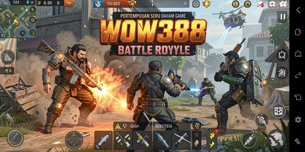 Tampilan seru gameplay WOW388 dalam pertarungan Battle Royale.