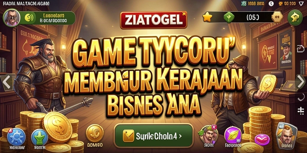 Screenshot gameplay ZIATOGEL menampilkan dinamisnya manajemen bisnis.
